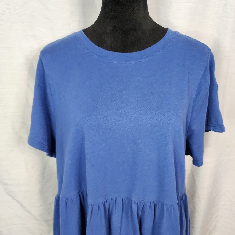 OLD NAVY Size XL Tiered 100% Cotton Blue T-Shirt Mini Dress Pockets A-Line - Picture 7 of 11